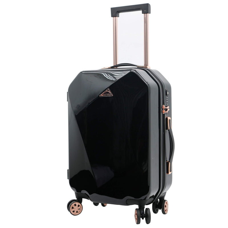 kensie Women's Shiny Diamond Hardside Spinner Luggage, Black, 2 - Piece Set (20/28)