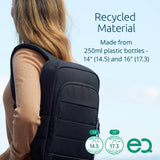 Kensington EQ Backpack 16”, for 15.6 inch - 16 inch Laptop, Padded Shoulder Straps, Side Pocket,(K60392WW), Black