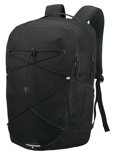 KEOFID Casual Backpack for Men and Women, Hiking Backpack for Travel, Black Daypacks for Sports, College, Water Resistant(Black)
