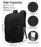 KEOFID Casual Backpack for Men and Women, Hiking Backpack for Travel, Black Daypacks for Sports, College, Water Resistant(Black)