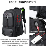 KEQIKAI Travel Backpack 50L, 17 Inch Laptop Backpack for Men Women, Large Waterproof Carry On Backpack, TSA Friendly Flight Approved Anti - Theft Backpack with USB Interface & Shoe Compartment, Black
