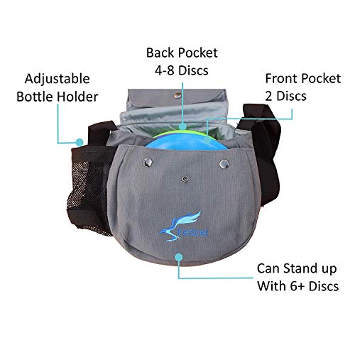 Kestrel Disc Golf Bag - Fits 6-10 Golf Discs + Bottle - For Beginner & Advanced Golfers - Extremely Durable Canvas - Frisbee Golf Bag - Small Sling/Shoulder Disc Golf Bag For Men & Women (Gray)