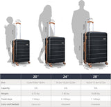 KEYTANG 3 - Piece Hardshell Luggage Set, Lightweight Expandable Suitcase with TSA Lock and Double Spinner Wheels, 20% Expansion for Extra Packing, Carry - On and Checked Bags, Apricot Black