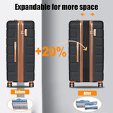 KEYTANG 3 - Piece Hardshell Luggage Set, Lightweight Expandable Suitcase with TSA Lock and Double Spinner Wheels, 20% Expansion for Extra Packing, Carry - On and Checked Bags, Apricot Black