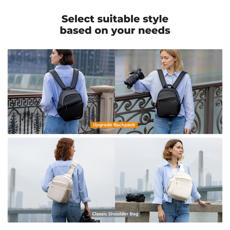 K&F CONCEPT Camera Backpack, Lightweight Camera Bag for Photographers, Portable Photography Bag Compatible with Canon/Nikon/Sony - Black