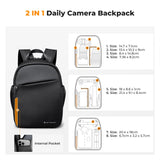 K&F CONCEPT Camera Backpack, Lightweight Camera Bag for Photographers, Portable Photography Bag Compatible with Canon/Nikon/Sony - Black