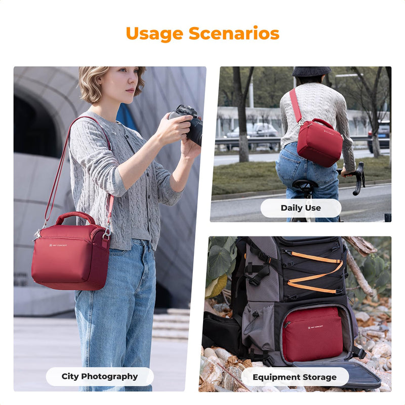 K&F CONCEPT Camera Sling Bag Small Crossbody Camera Case DSLR/SLR/Cute Compact Shoulder Photography Bags for Photographers