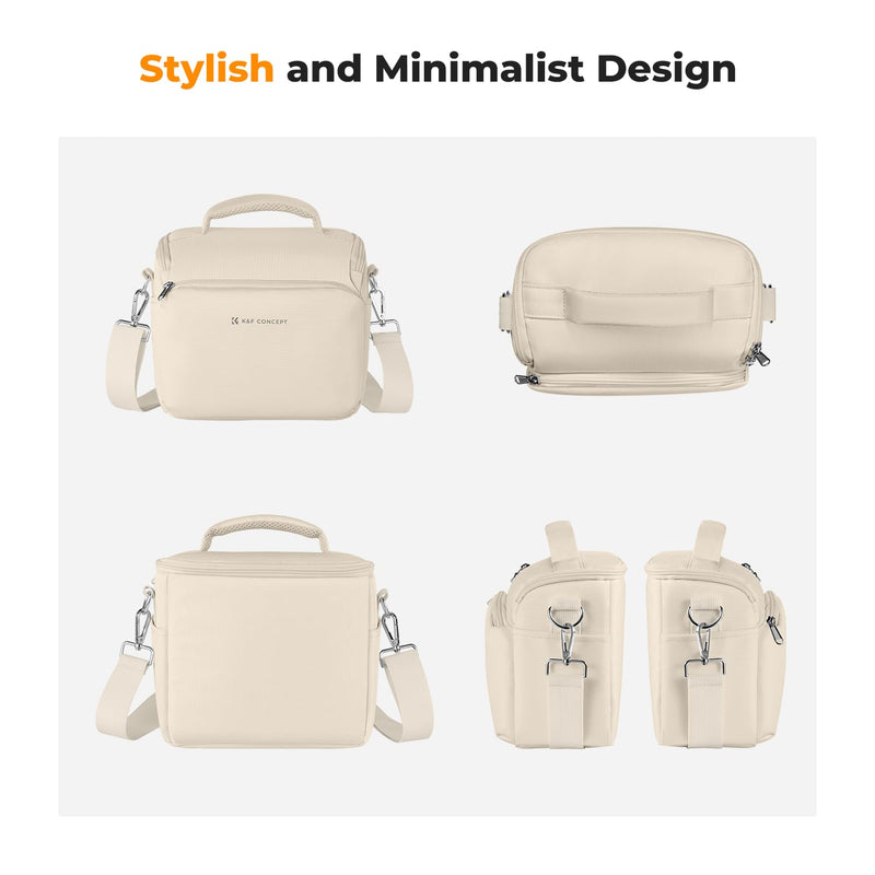 K&F CONCEPT Camera Sling Bag Small Crossbody Camera Case DSLR/SLR/Cute Compact Shoulder Photography Bags for Photographers - Beige