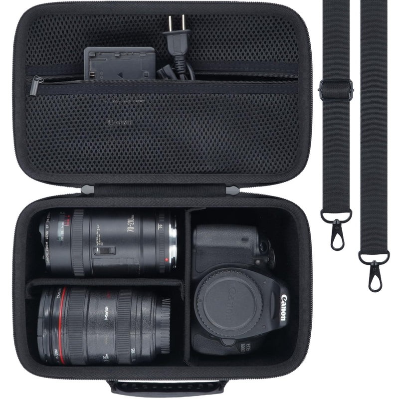 khanka Camera Case for Canon EOS Rebel T7/T100/T6/R50/R100/R5/R7/R8/R6 Mark II/SL3 DSLR Camera,Travel Protective Carrying Case for Canon EOS Rebel Camera and 18 - 55mm/18 - 45mm Lens(Case Only)