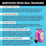 KIDDIETOTES Ride - On Scooter Suitcase for Kids – Hardside Lightweight Carry - On Luggage with Foldable Scooter, LED Wheels, Travel Fun for Toddlers & Children