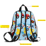 Kids School Bag Girls Boys Preschool Toddler Backpack for Boy Girl Lightweight Shoulder Book Bag for Kids Perfect Back Pack for Toddler to Kindergarten Firefighter Police Car Blue