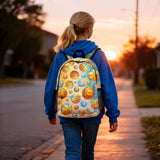 Kids Youth Basketball Backpack 16 Inch, School Bookbag for Boys Girls, Watercolor Orange Blue Print, Lightweight Polyester Daypack with Side Pocket, Front Zipper, Padded Straps, 15.4x11.8x4.7 in