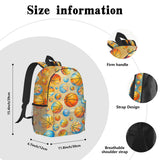 Kids Youth Basketball Backpack 16 Inch, School Bookbag for Boys Girls, Watercolor Orange Blue Print, Lightweight Polyester Daypack with Side Pocket, Front Zipper, Padded Straps, 15.4x11.8x4.7 in