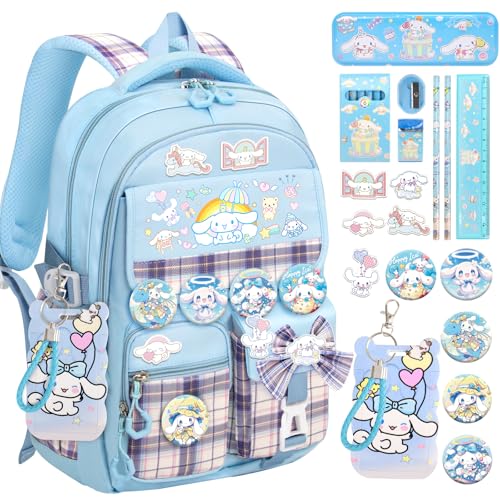 KIEAL 16.5/19IN School Backpack for Girls with 24Pcs Accessories, Anti-Theft Kids Backpack for Students, New Semester Presents with | Backpacks4Less