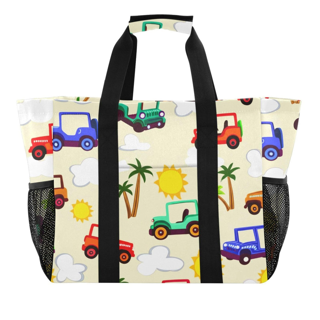 Kigai Vintage Jeeps Beach Bag for Women, Waterproof Sandproof Large Tote Casual Bag for Beach Pool Swim | Backpacks4Less