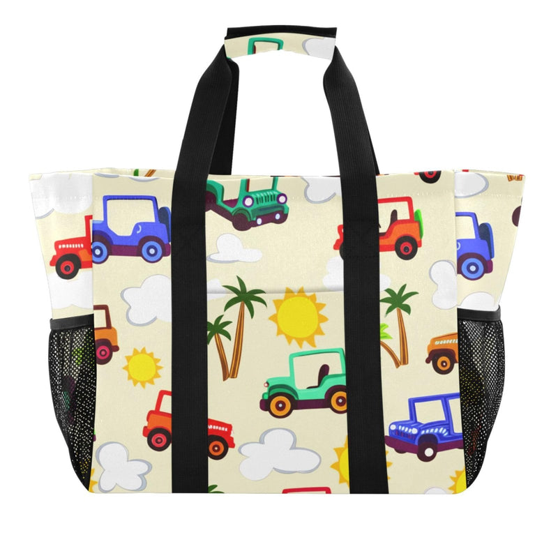 Kigai Vintage Jeeps Beach Bag for Women, Waterproof Sandproof Large Tote Casual Bag for Beach Pool Swim