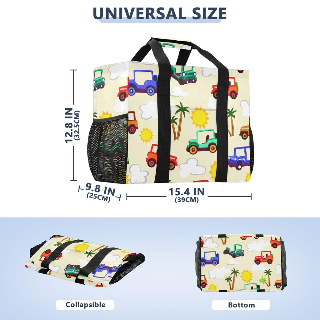 Kigai Vintage Jeeps Beach Bag for Women, Waterproof Sandproof Large Tote Casual Bag for Beach Pool Swim