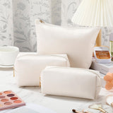 Kigeli 3 Piece Leather Makeup Bag Set Mothers Day Women Gifts PU Leather Bridesmaid Makeup Toiletry Bag Cosmetic Pouch Small Aesthetic Travel Purse for Bridesmaid Wedding Birthday Gifts(Beige)