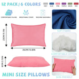 Kigley 12 Pack Mini Pillows for Daycare 9.1 x 13.8'' Small Travel Pillow Bulk Soft Breathable Cotton Pillow for Nap Travel Pet Neck Lumbar Purse Insert (Dark Color)