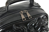 kiisy 3D Lion Leather Laptop Backpack Unique Designer Fashion Travel Rivet Punk Backpack (Black G)