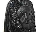 kiisy 3D Lion Leather Laptop Backpack Unique Designer Fashion Travel Rivet Punk Backpack (Black G)