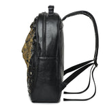 kiisy 3D Lion Leather Laptop Backpack Unique Designer Fashion Travel Rivet Punk Backpack (Black G)