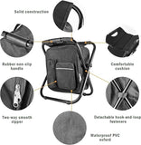 Kikerike Backpack Stool Cooler Chair Heavy Duty 300 LBS Max Load Portable Lightweight Folding Fishing Cooler for Camping Hunting Fishing - Black