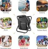 Kikerike Backpack Stool Cooler Chair Heavy Duty 300 LBS Max Load Portable Lightweight Folding Fishing Cooler for Camping Hunting Fishing - Black
