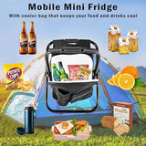 Kikerike Backpack Stool Cooler Chair Heavy Duty 300 LBS Max Load Portable Lightweight Folding Fishing Cooler for Camping Hunting Fishing - Black