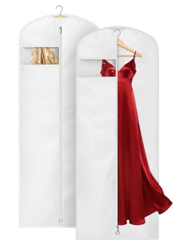 KIMBORA 65" Dress Bags for Gowns Long Garment Bags for Hanging Clothes with Clear Window, Foldable Wedding Dress Cover for Closet | Backpacks4Less