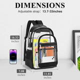 KIMNERPU Clear Backpack, Heavy Duty PVC Transparent Backpack with Reinforced Straps, See Through Multiple Pockets Large Capacity Bookbag for Concert Work Security Travel Festival (Black)