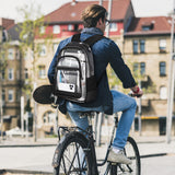 KIMNERPU Clear Backpack, Heavy Duty PVC Transparent Backpack with Reinforced Straps, See Through Multiple Pockets Large Capacity Bookbag for Concert Work Security Travel Festival (Black)