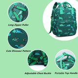 KingCheer Cute Preschool Backpack Toddler School Book Bag for Girls Boys Kids Kindergarten Nursery Travel Bag with Chest Strap(12inch, Green Dinosaur)