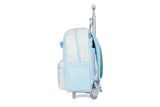 kingdisen Cute travelers club blue Rolling Backpack for women with wheels Rolling cart (HEY BLUE)
