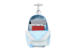 kingdisen Cute travelers club blue Rolling Backpack for women with wheels Rolling cart (HEY BLUE)