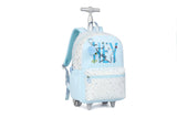 kingdisen Cute travelers club blue Rolling Backpack for women with wheels Rolling cart (HEY BLUE)