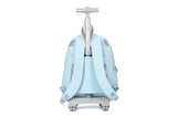 kingdisen Cute travelers club blue Rolling Backpack for women with wheels Rolling cart (HEY BLUE)