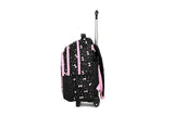 kingdisen Women Large Rolling travel Backpack for kids, Wheeled Backpack with Adjustable Shoulder Straps, Nylon Book Bag 3pc Set (BOWKNOT BLACK)