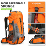 King'sGuard 60L Hiking Backpack for Men and Women Lightweight Camping Hiking Backpack with Rain Cover Large Waterproof Travel Backpack Backpacking Pack (Orange)