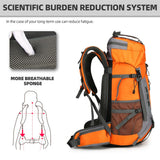 King'sGuard 60L Hiking Backpack for Men and Women Lightweight Camping Hiking Backpack with Rain Cover Large Waterproof Travel Backpack Backpacking Pack (Orange)