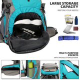 King'sGuard 70L Hiking Backpack with Rain Cover Lightweight Waterproof Travel Camping Backpack Large Backpacking Pack for Men and Women (Lake Blue)