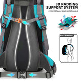 King'sGuard 70L Hiking Backpack with Rain Cover Lightweight Waterproof Travel Camping Backpack Large Backpacking Pack for Men and Women (Lake Blue)