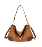 KingTo Shoulder Bag for Women Small Hobo Purse with Metal Pendant Embellished Retro Handbag Satchel (Brown)