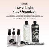 Kitsch 11 PCS Travel Bottles for Toiletries – Travel Essentials Kit for Shampoo, Conditioner, Lotion & More - TSA Approved Travel Bottles, Leak - Proof Refillable Travel Size Containers - Black & Ivory