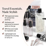 Kitsch 11 PCS Travel Bottles for Toiletries – Travel Essentials Kit for Shampoo, Conditioner, Lotion & More - TSA Approved Travel Bottles, Leak - Proof Refillable Travel Size Containers - Black & Ivory