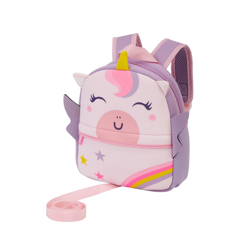 KK CRAFTS Preschool Toddler Backpack with Leash, 3D Cute Cartoon Neoprene Animal Schoolbag for Kids Boys Girls(Baby Unicorn)