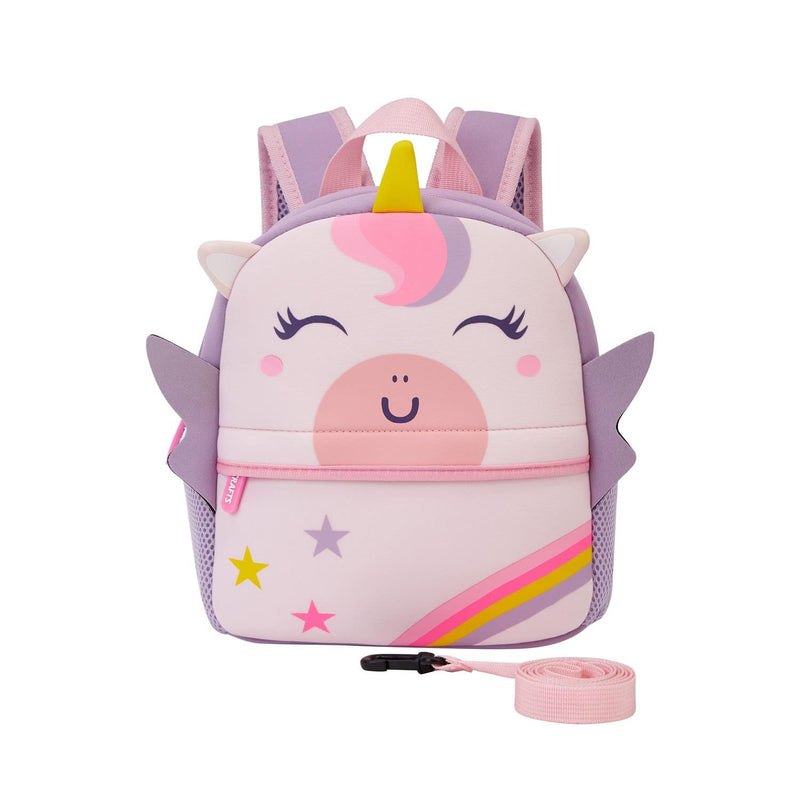 KK CRAFTS Preschool Toddler Backpack with Leash, 3D Cute Cartoon Neoprene Animal Schoolbag for Kids Boys Girls(Baby Unicorn)