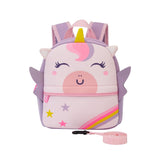 KK CRAFTS Preschool Toddler Backpack with Leash, 3D Cute Cartoon Neoprene Animal Schoolbag for Kids Boys Girls(Baby Unicorn)