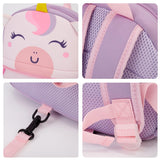 KK CRAFTS Preschool Toddler Backpack with Leash, 3D Cute Cartoon Neoprene Animal Schoolbag for Kids Boys Girls(Baby Unicorn)