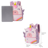 KK CRAFTS Preschool Toddler Backpack with Leash, 3D Cute Cartoon Neoprene Animal Schoolbag for Kids Boys Girls(Baby Unicorn)